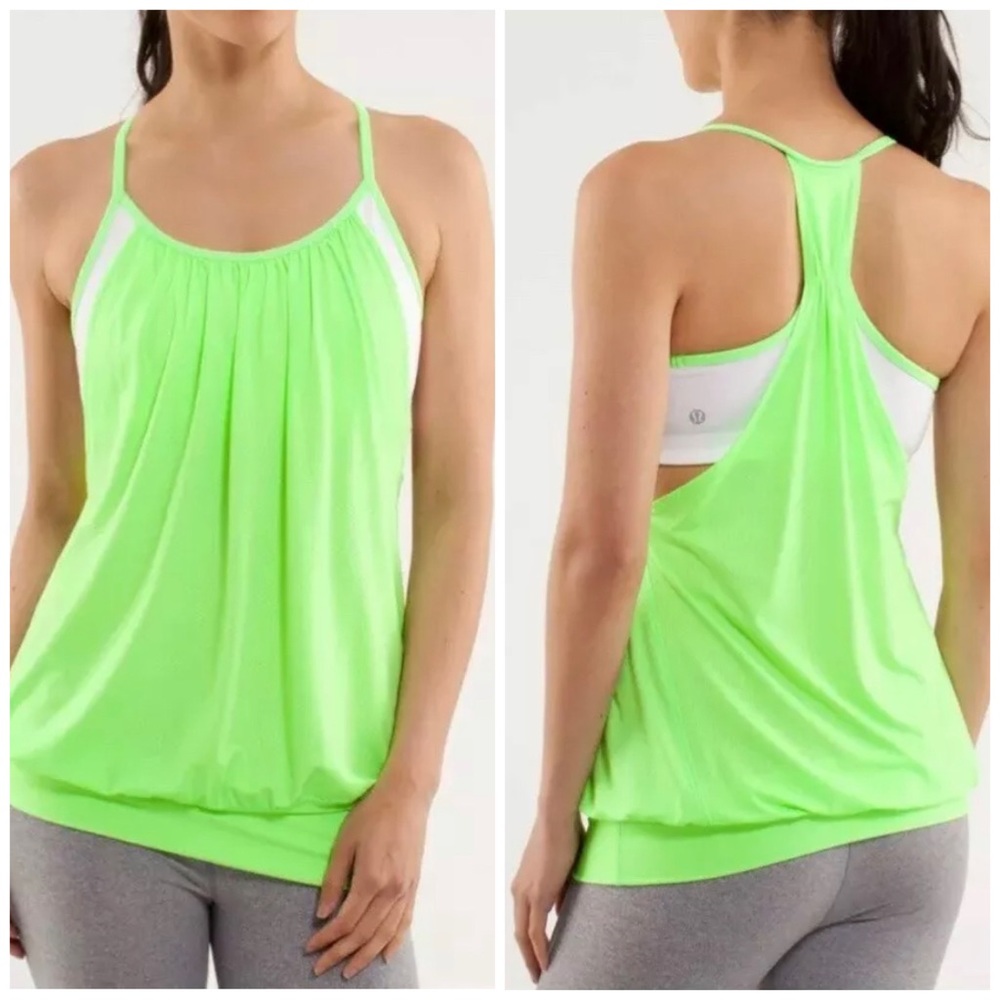 Lululemon No Limits Tank Top  Built in Bra Green - Picture 2 of 11